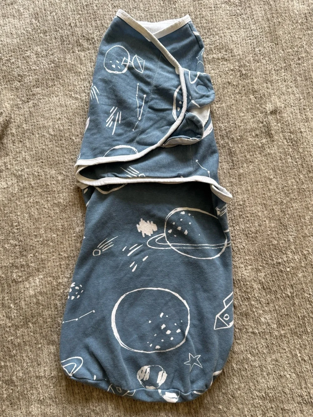 Lekebaby Space Print Swaddle‎ Sleep Sack Blue Planets Rockets Cotton Wrap